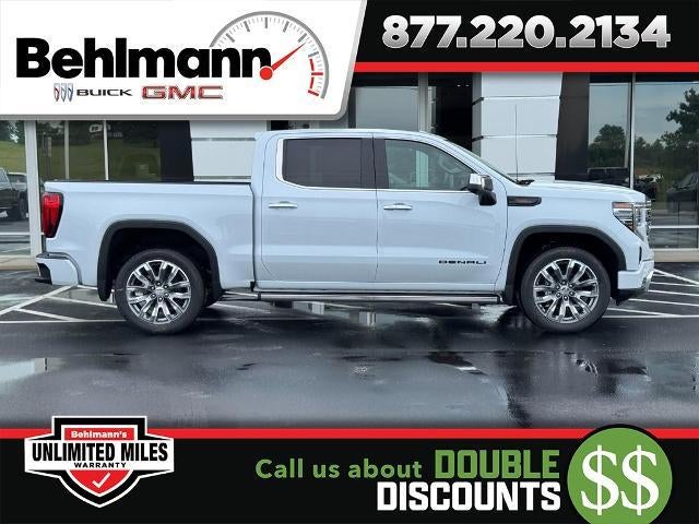 2026 GMC Sierra 1500 4WD Crew Cab Denali in Glacier White Tricoat — front three-quarter view