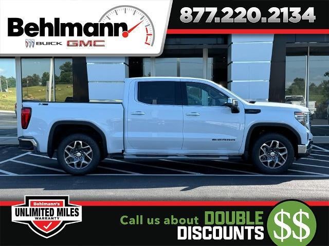 2026 GMC Sierra 1500 4WD Crew Cab SLT in Glacier White Tricoat — front three-quarter view