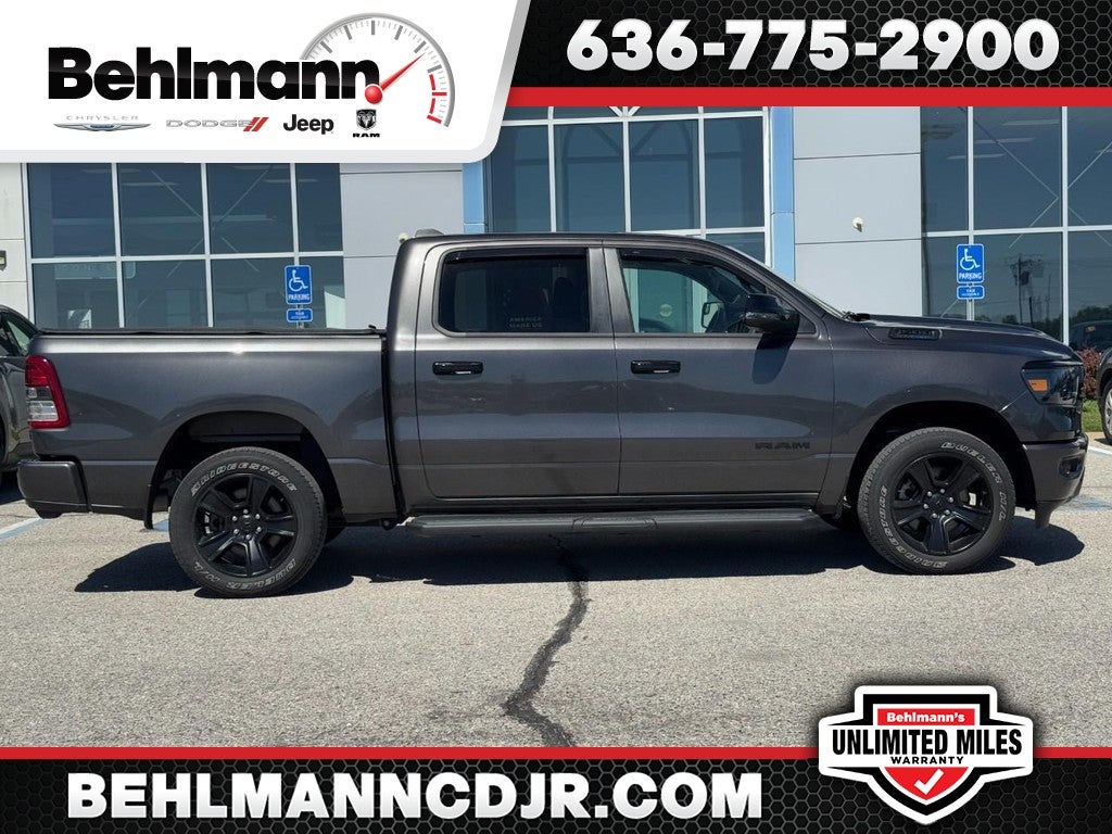 2024 RAM 1500 Big Horn/Lone Star in Granite Crystal Metallic Clearcoat — front three-quarter view